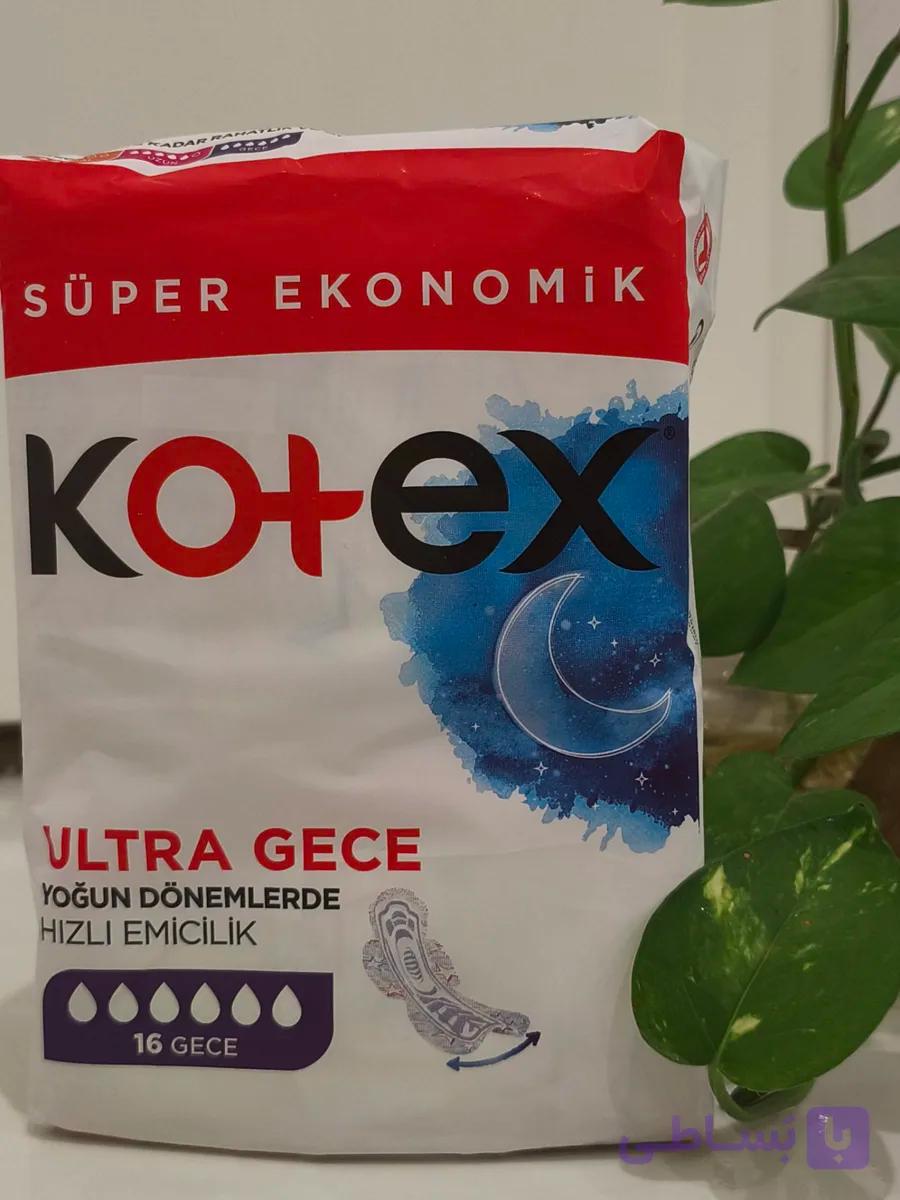 پد بهداشتی بانوان Kotex   سایز بزرگ شبانه ۱۶ عددی