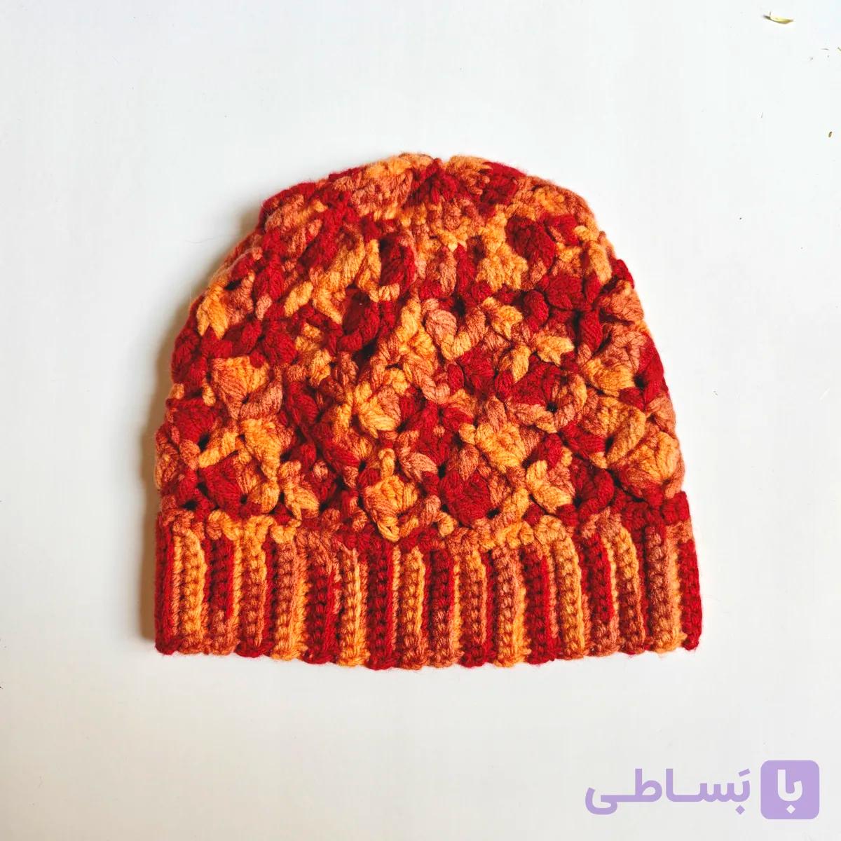 کلاه بافتنی دستبافت مدل پاییزی رنگ قرمز | آدینا استایل