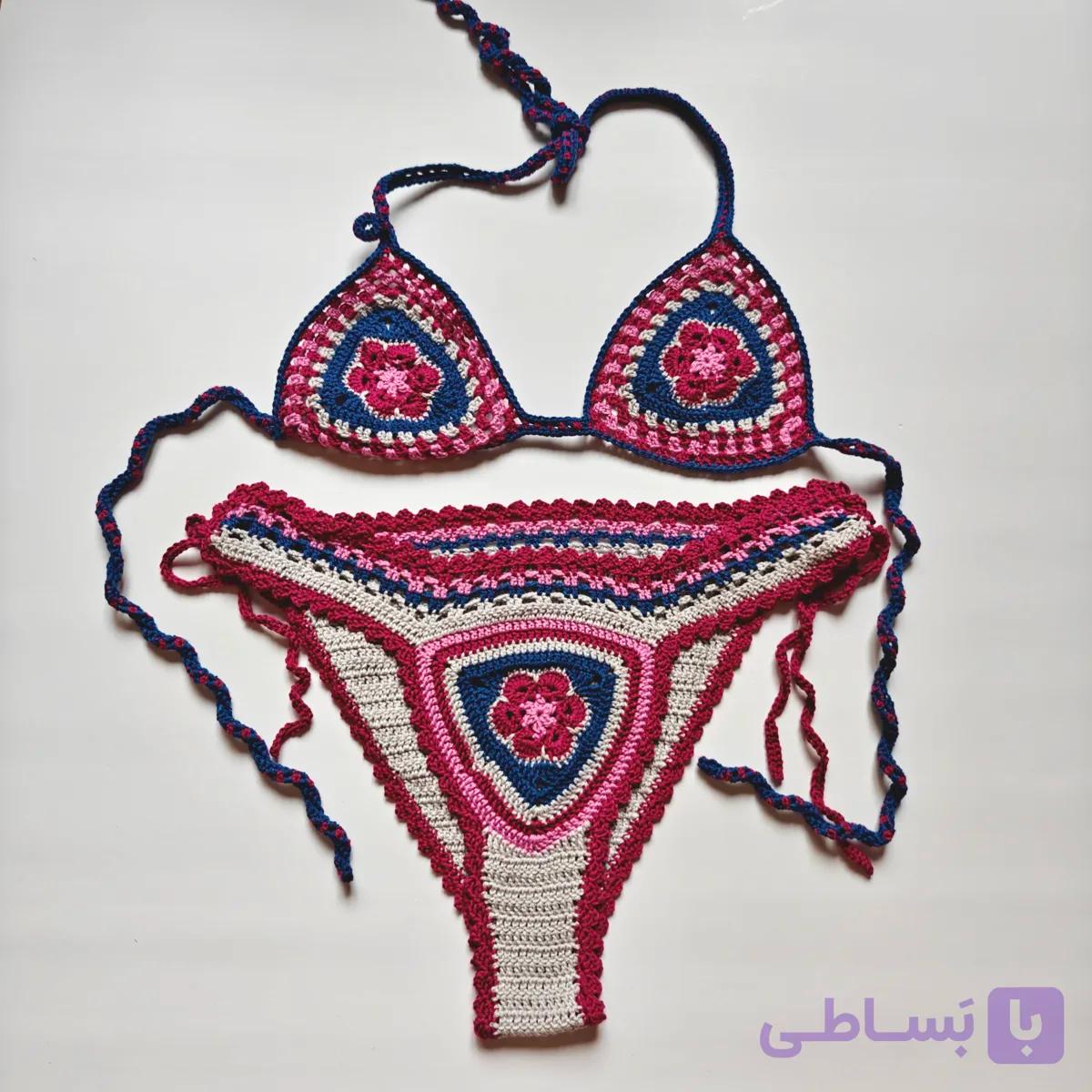 ست ساحلی قلاببافی دستبافت | ست دستساز زنانه فریسایز
