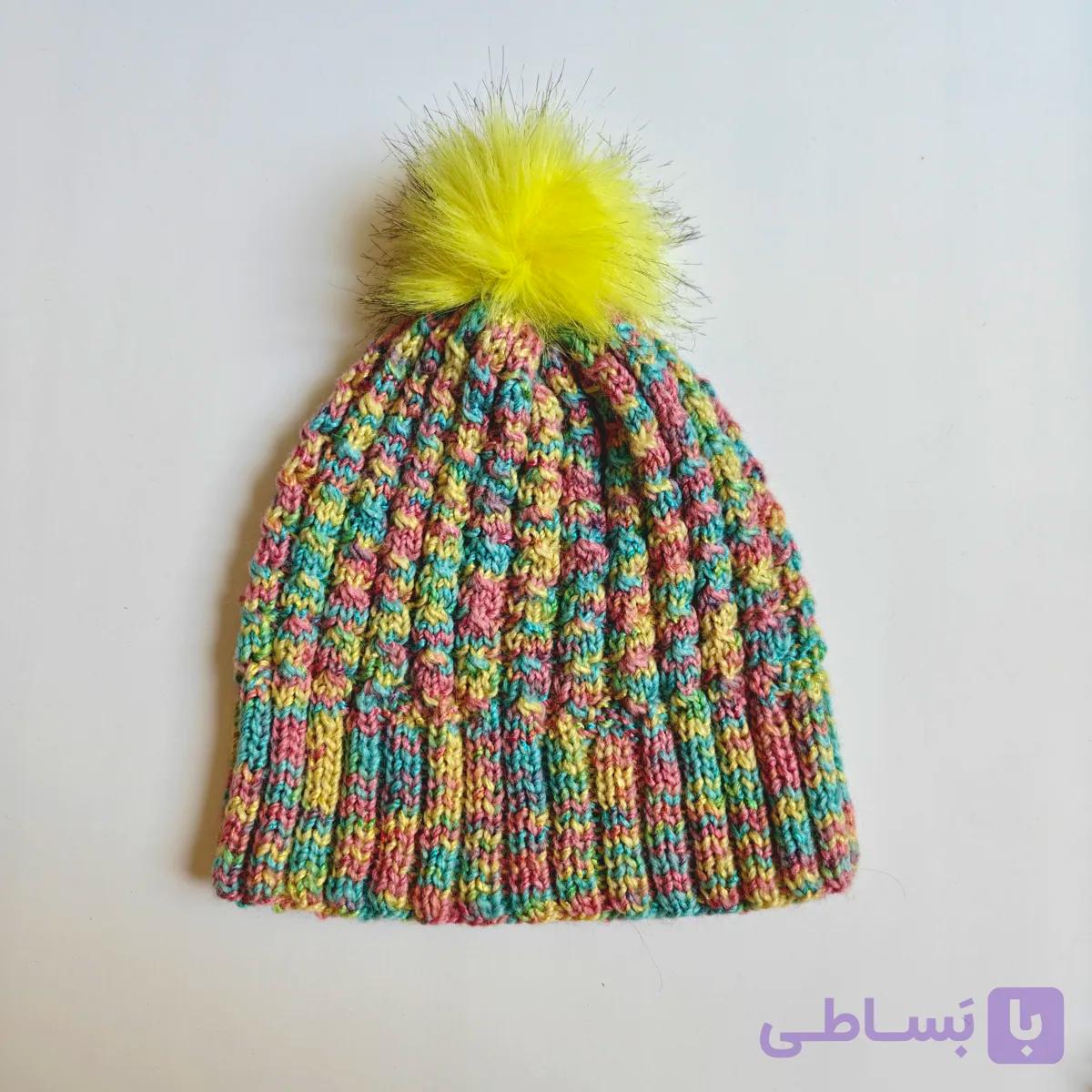کلاه بافتنی دستبافت رنگارنگ |آدینا استایل