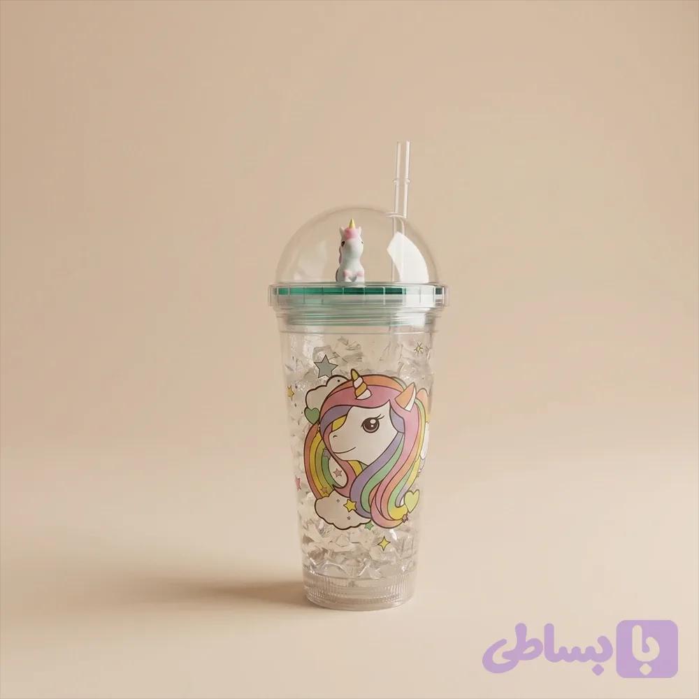 لیوان اسموتی نی دار مدل چراغ دار — تصویر 1