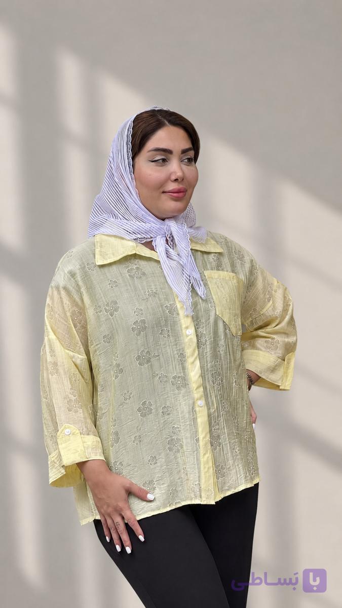 شومیز وارداتی گلدار شیشه ای — تصویر 1