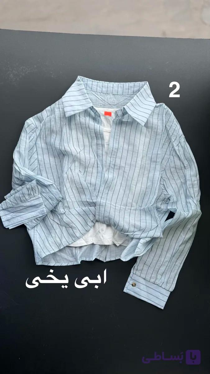 شومیز وارداتی راه‌راه نخ جیر — تصویر 1