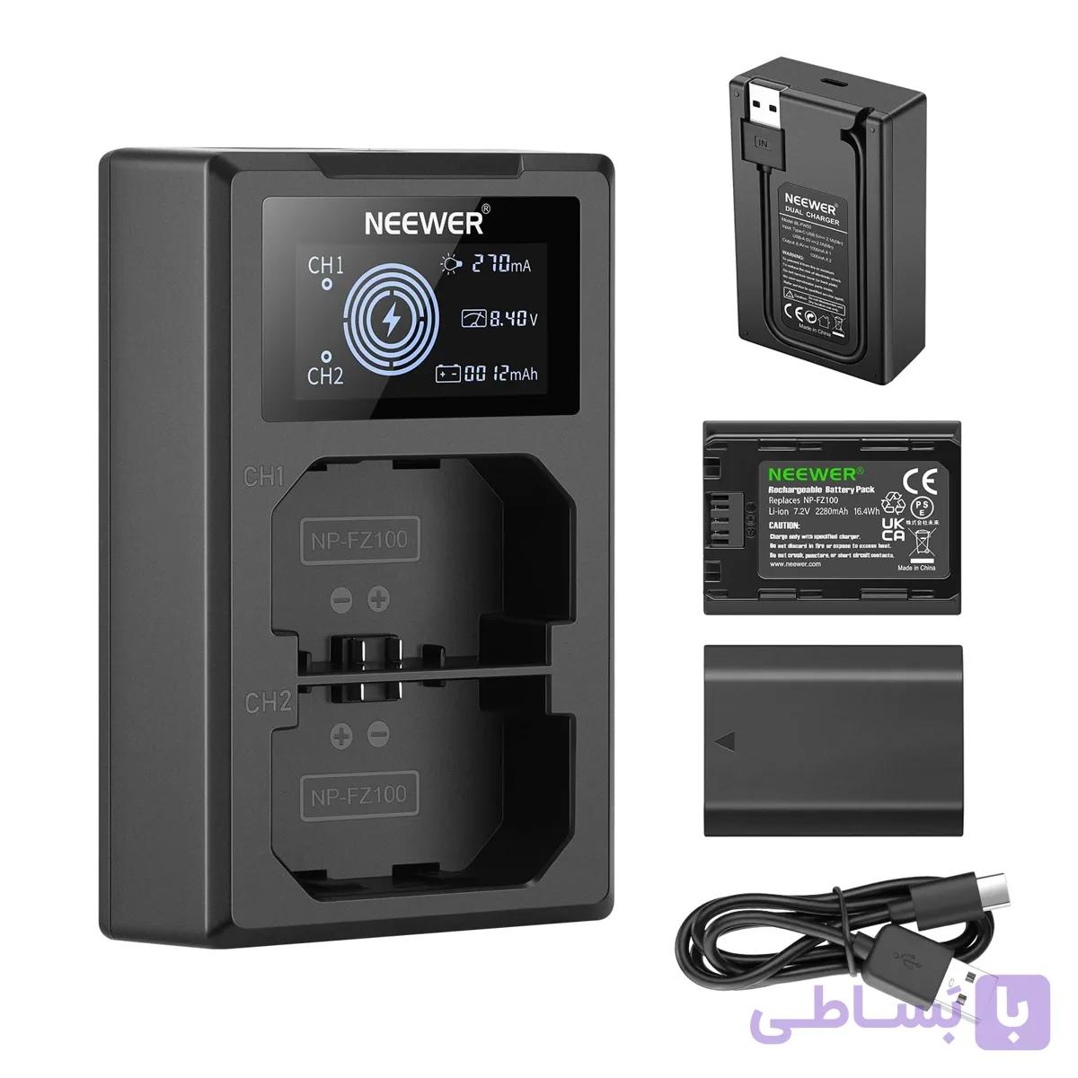 پک شارژر و 2عدد باتری نیوور Neewer NP-FZ100 2-Battery with Dual Charger Kit — تصویر 1