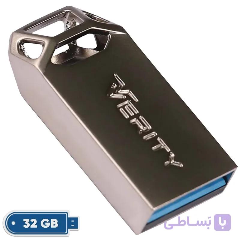فلش مموری 32 گیگابایت وریتی مدل V-819 با رابط USB 2.0، بدنه فلزی مقاوم و ضد خش، سرعت انتقال 30 مگابایت بر ثانیه، سازگار با گوشی، تبلت، کامپیوتر و تلویزیون — تصویر 1