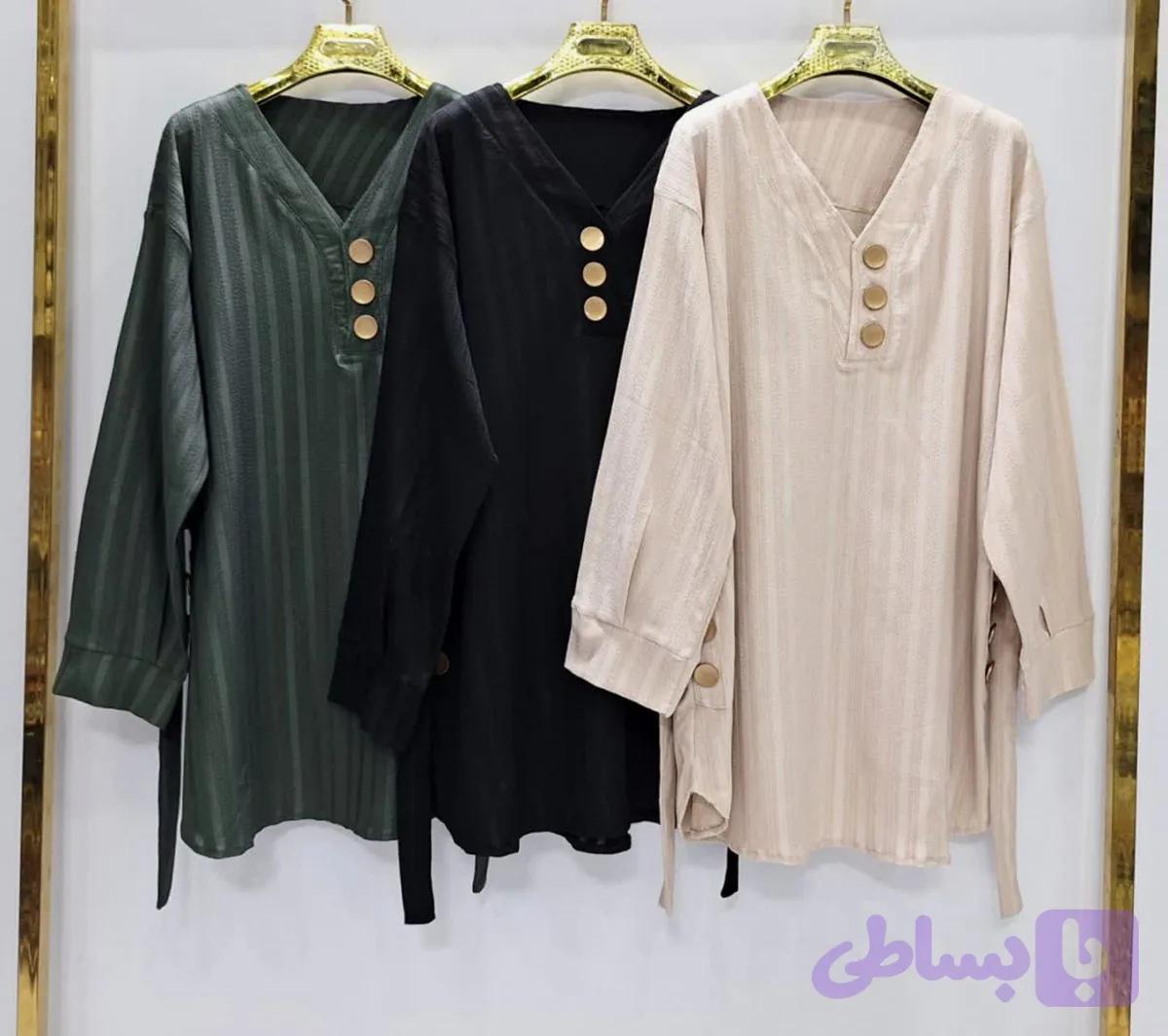 شومیز زنانه جلو بسته یقه دلبری