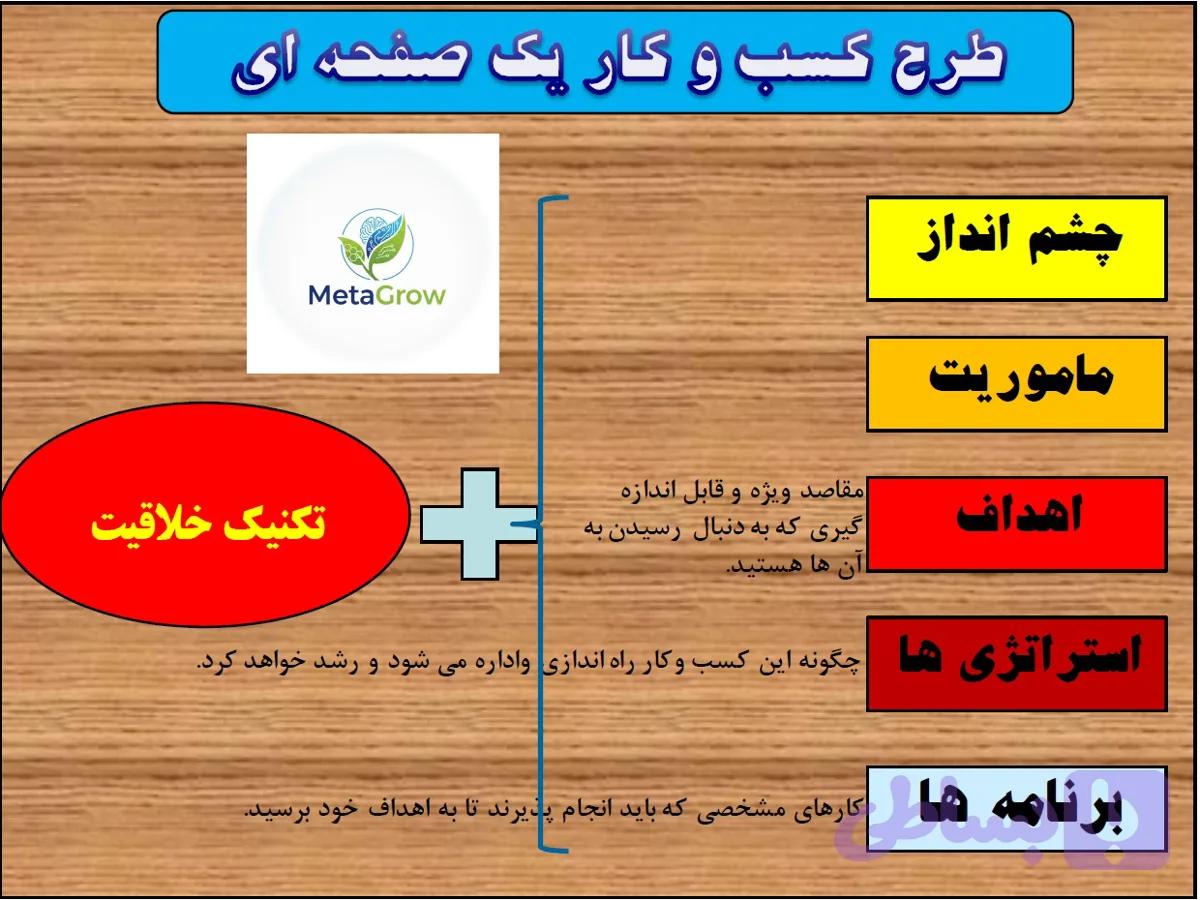 مجموعه آموزشی طرح تجاری (کسب و کار) یک صفحه ای