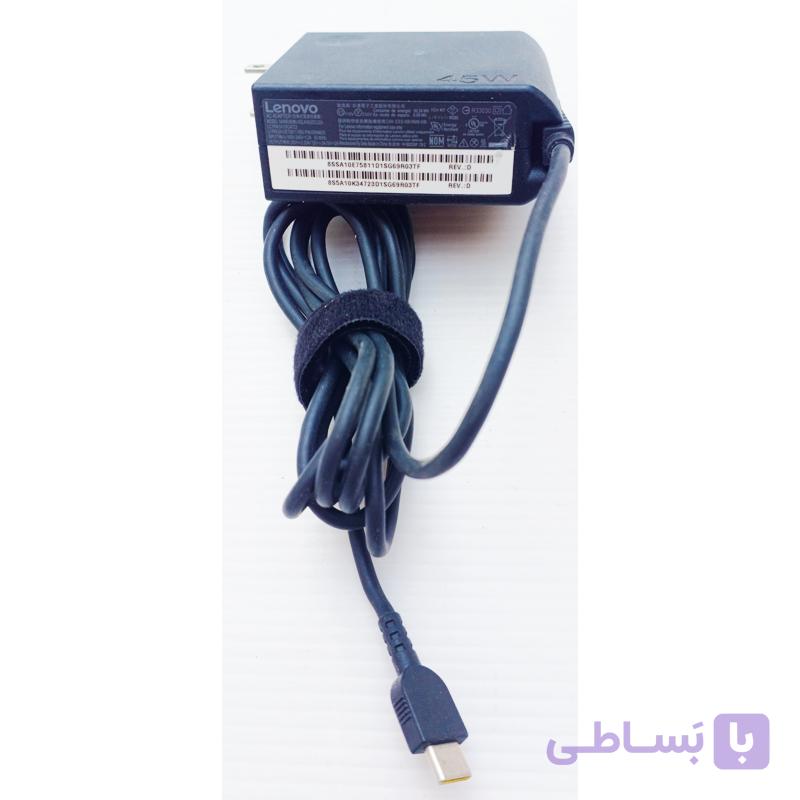آداپتور شارژر لپ تاپ لنوو 45 وات Type-C مدل دیواری 20 ولت 2.25 آمپر اوریجینال — تصویر 1