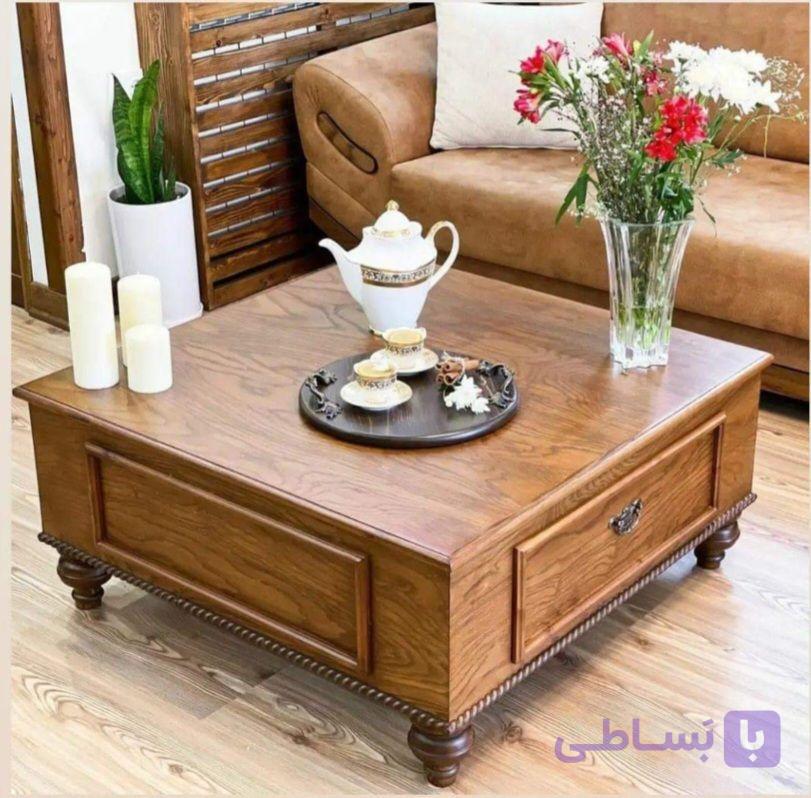 جلو‌مبلی لوکس با روکش طبیعی چوب بلوط و پایه‌های خراطی‌شده مدل501