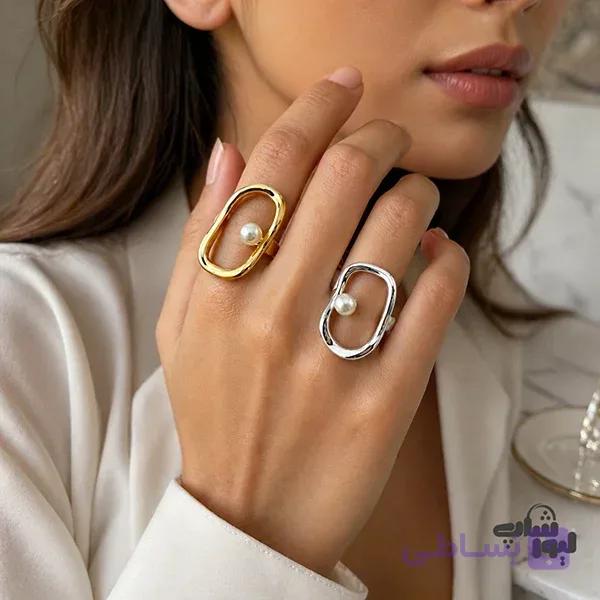 انگشتر مینیمال مرواریدی طرح بیضی کد 920 — تصویر 1