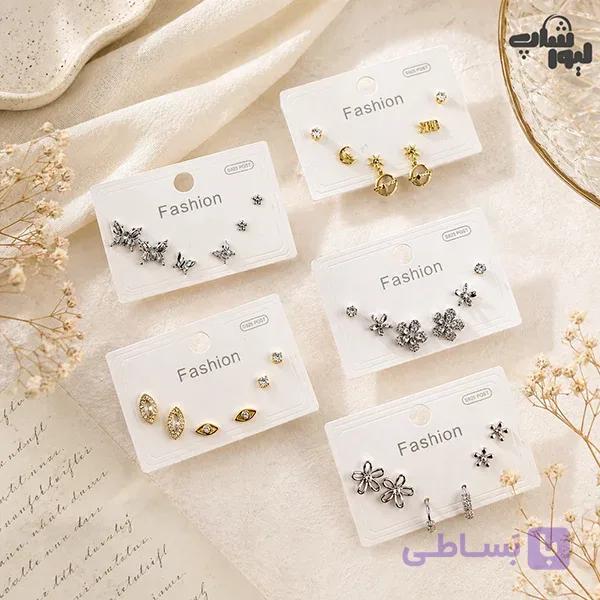 پک گوشواره میخی با میخ نقره کد 840 — تصویر 1