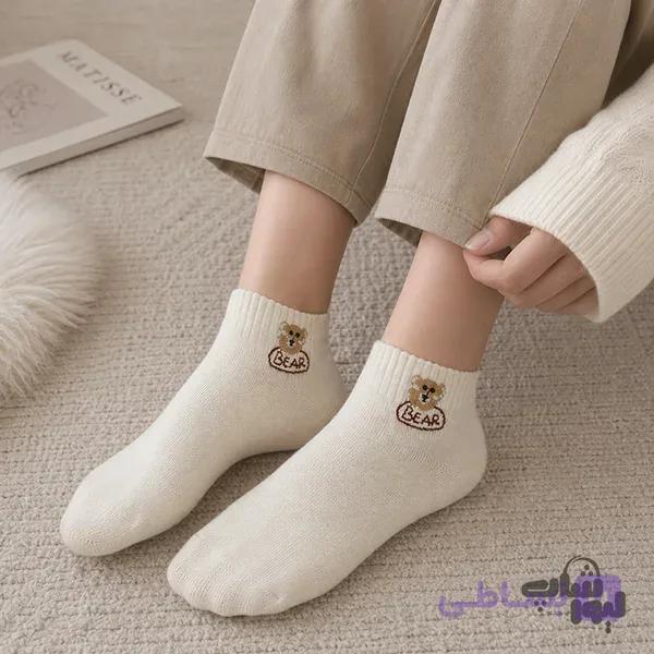 جوراب دخترانه کوتاه مچی فانتزی ساده کد 660 — تصویر 1