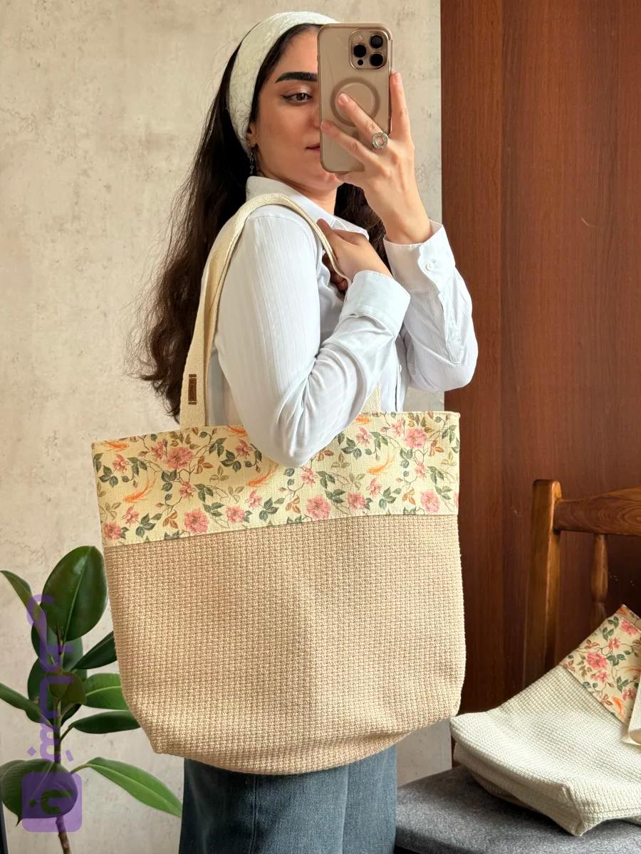 توتبگ حصیری پارچه ای سایز بزرگ مدل ماهی نیل ست