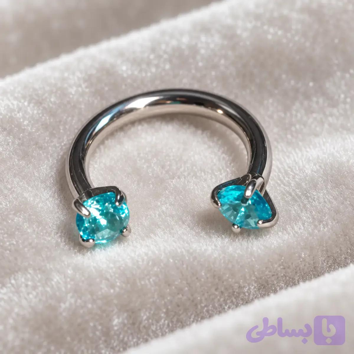پیرسینگ اسمایل نعل اسبی آبی — تصویر 1