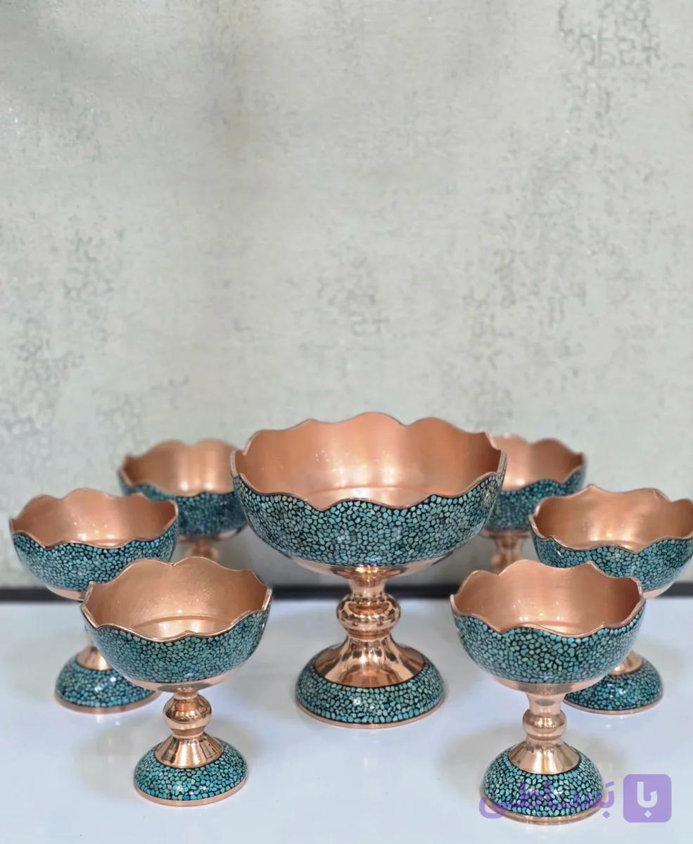 ست آجیل خوری ۷پارچه فیروزه کوبی