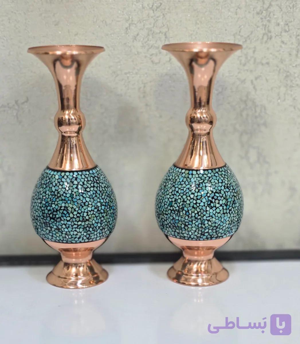 گلدان صراحی فیروزه کوبی ۲۰سانتی