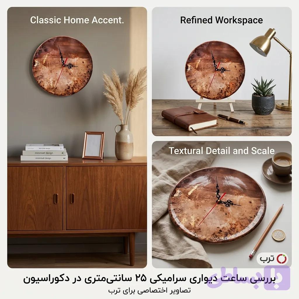 ساعت دیواری سرامیکی دست‌ساز نارسیس، تک‌نسخه با رنگ منحصربه‌فرد انتزاعی – N2.clock