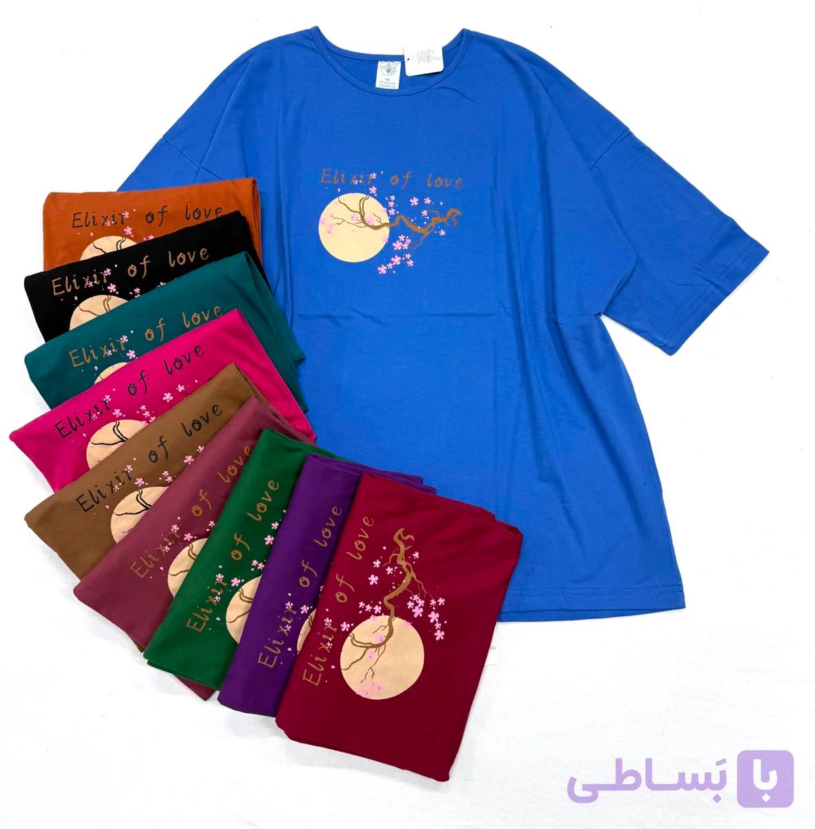تیشرت نخ پنبه زنانه قواره بزرگ 5XL باکسی شکوفه + خرید قسطی