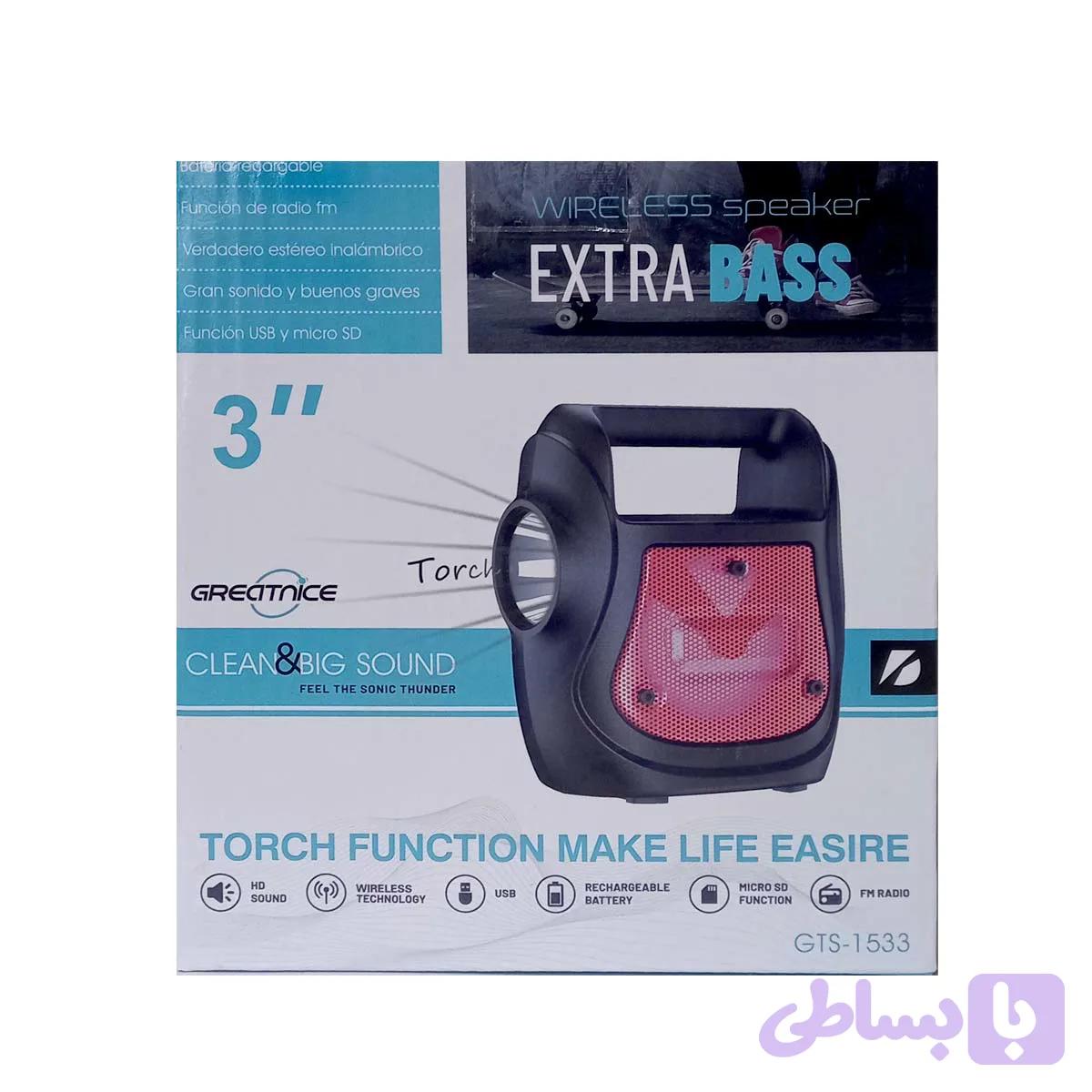 اسپیکر بلوتوثی قابل حمل GTS-1533 مدل 3 اینچ با رادیو FM و USB