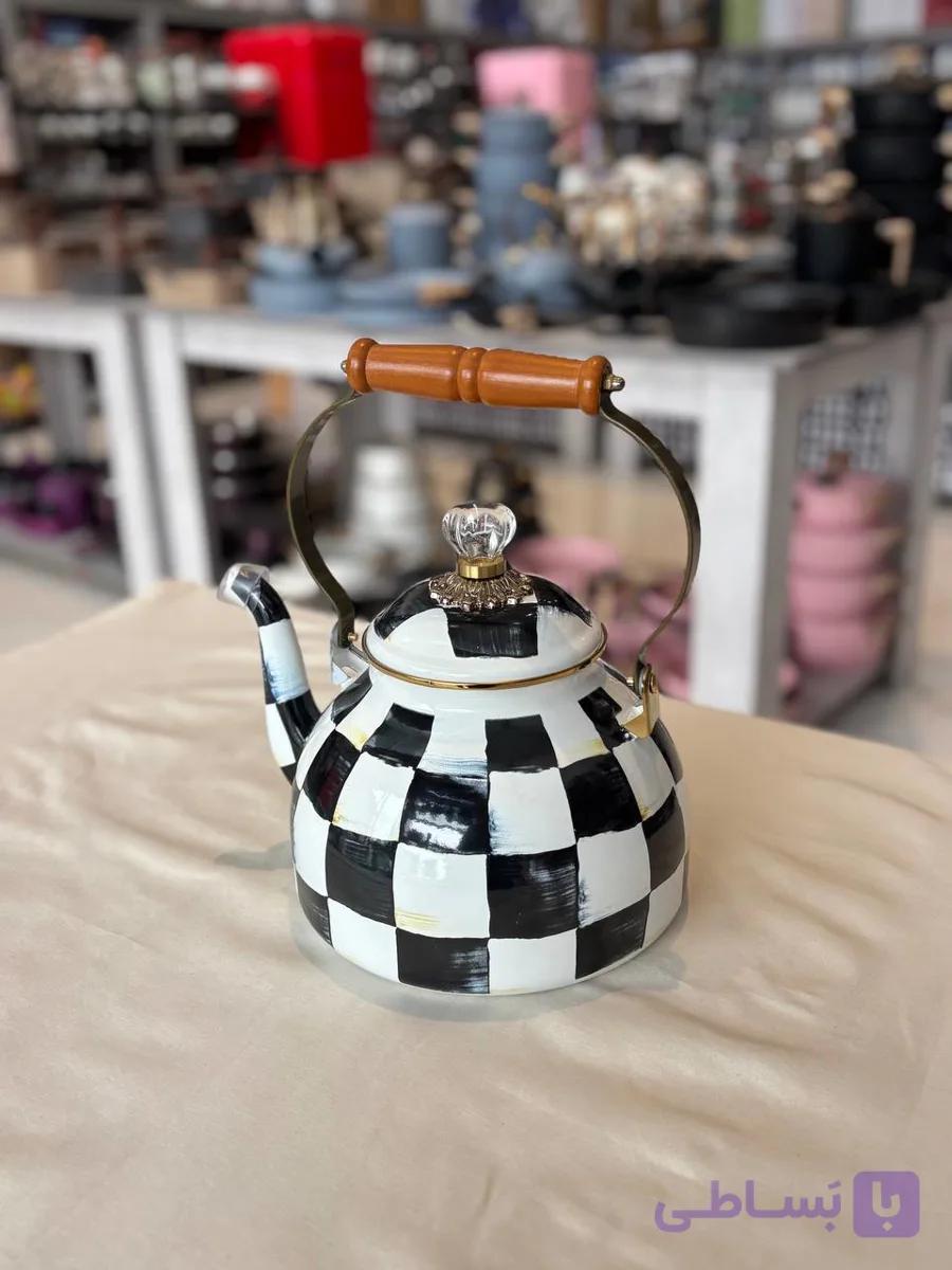 کتری لعابی ۴ لیتری Dama با درب کریستالی | کتری سه لایه وارداتی | کد KIT-1734 — تصویر 1