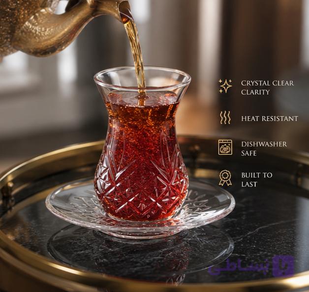 ست ۱۲ پارچه استکان و نعلبکی پاشاباغچه TIMELESS| ساخت ترکیه — تصویر 1