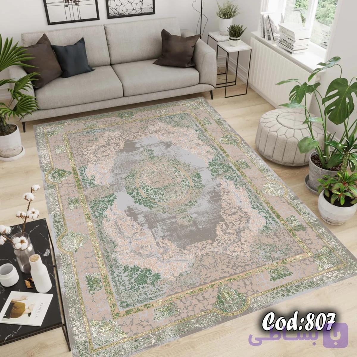 فرشینه استپ دار طرح پتینه مناسب نشیمن و اتاق خواب کد ۸۰۷