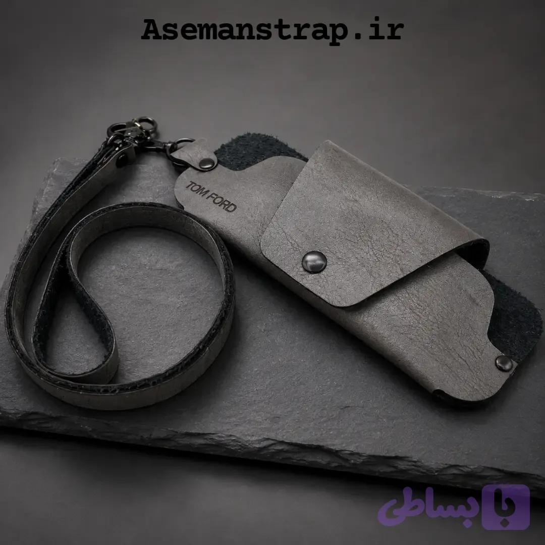 کیف عینک چرم به همراه بند عینک