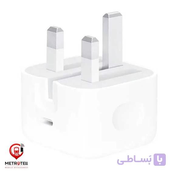 آداپتور شارژر دیواری 20W اپل مدل Adapter A2344 سه پین اورجینال اپل استور های کپی — تصویر 1