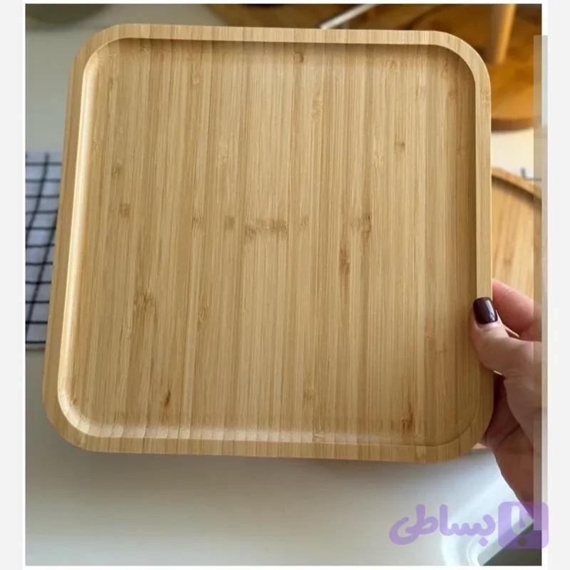 بشقاب و سینی مربع تمام بامبو وارداتی سایز 25