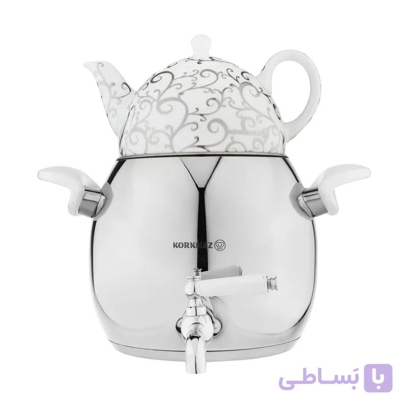 کتری قوری شیردار کرکماز مدل ماکسیما دیاموند (1+4لیتر) سفید