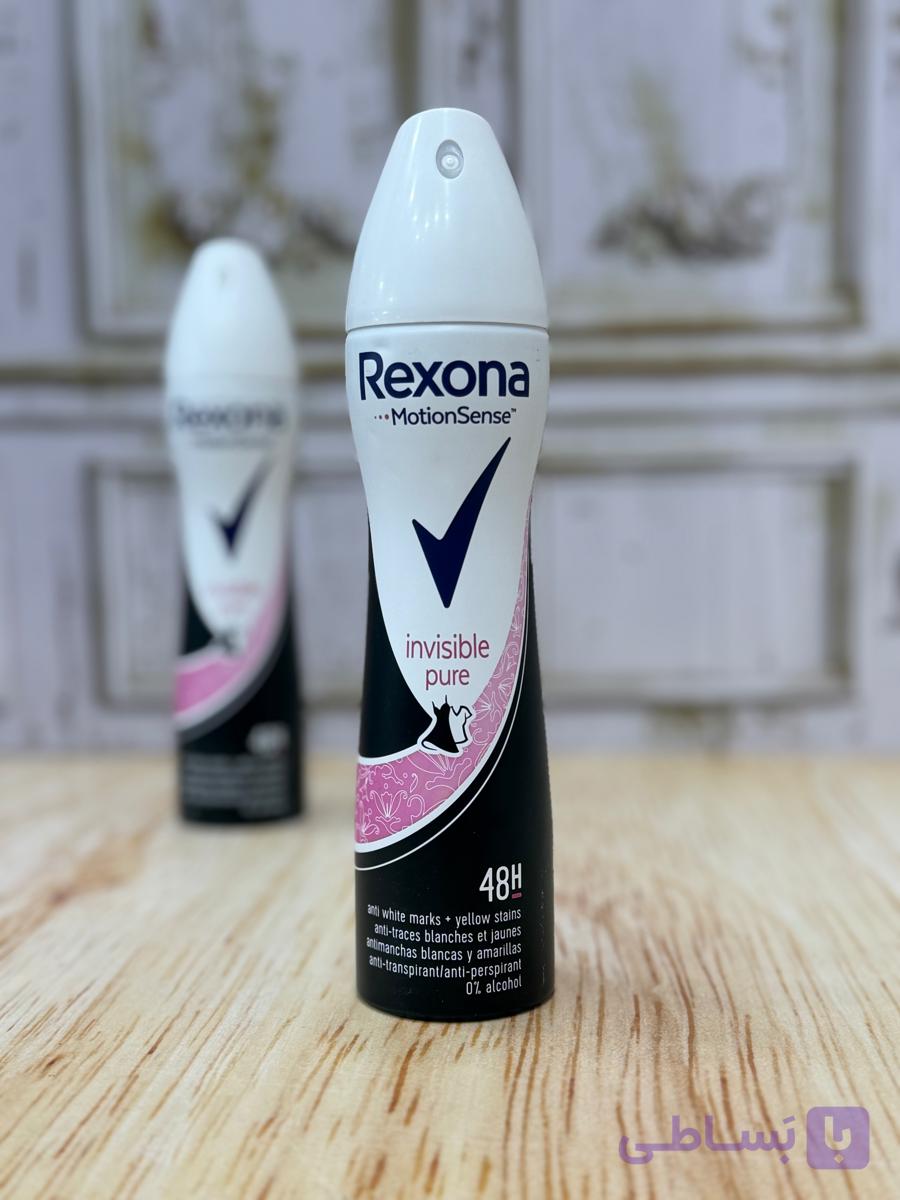 اسپری بدن زنانه رایحه invisible pure برندRexona