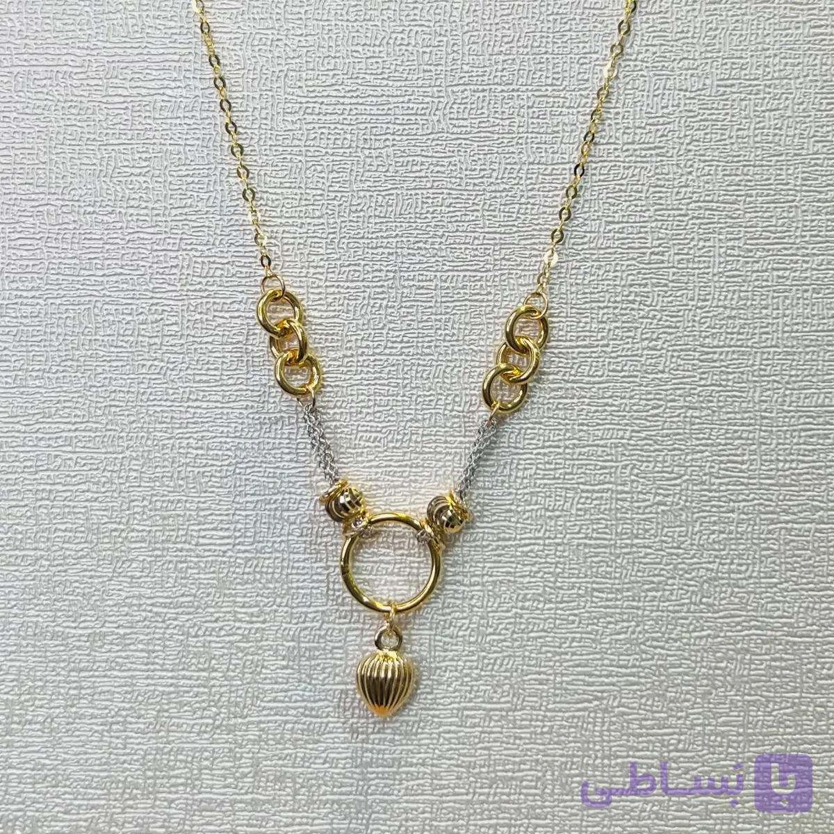 گردنبند طلا 18 عیار مینیمال حلقه و قلب صدفی تجرت ساخت ۱۴ درصد وزن 1.900 گرم کد GD01 000263