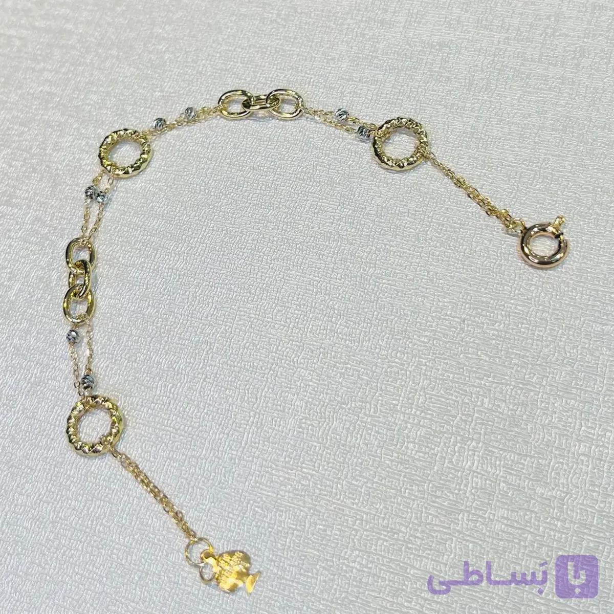 دستبند طلا 18 عیار زنجیری مینیمال تیفانی وزن 2.500 گرم اجرت ساخت ۱۲ درصد کد GD01 000273