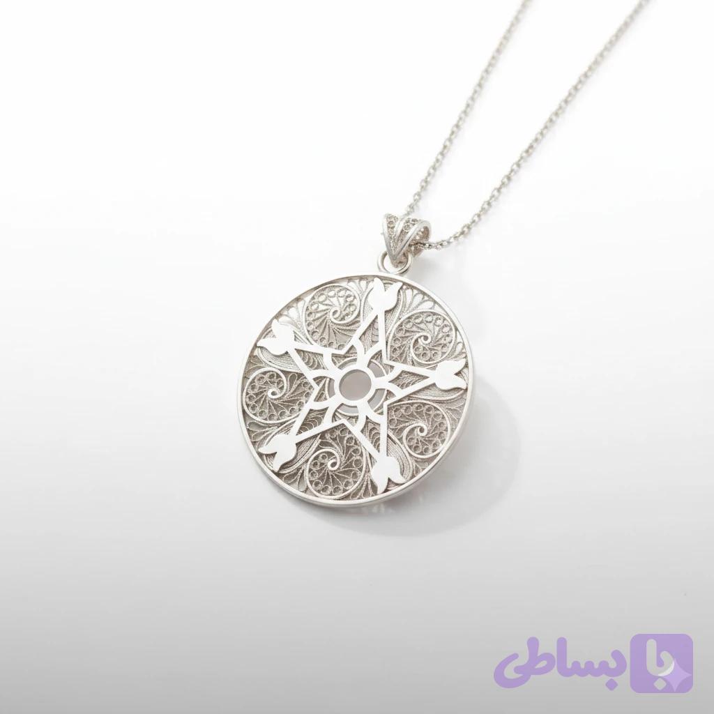 گردن اویز دایره ستی از نقره 999 دستساز خرید مستقیم از گالری هنری