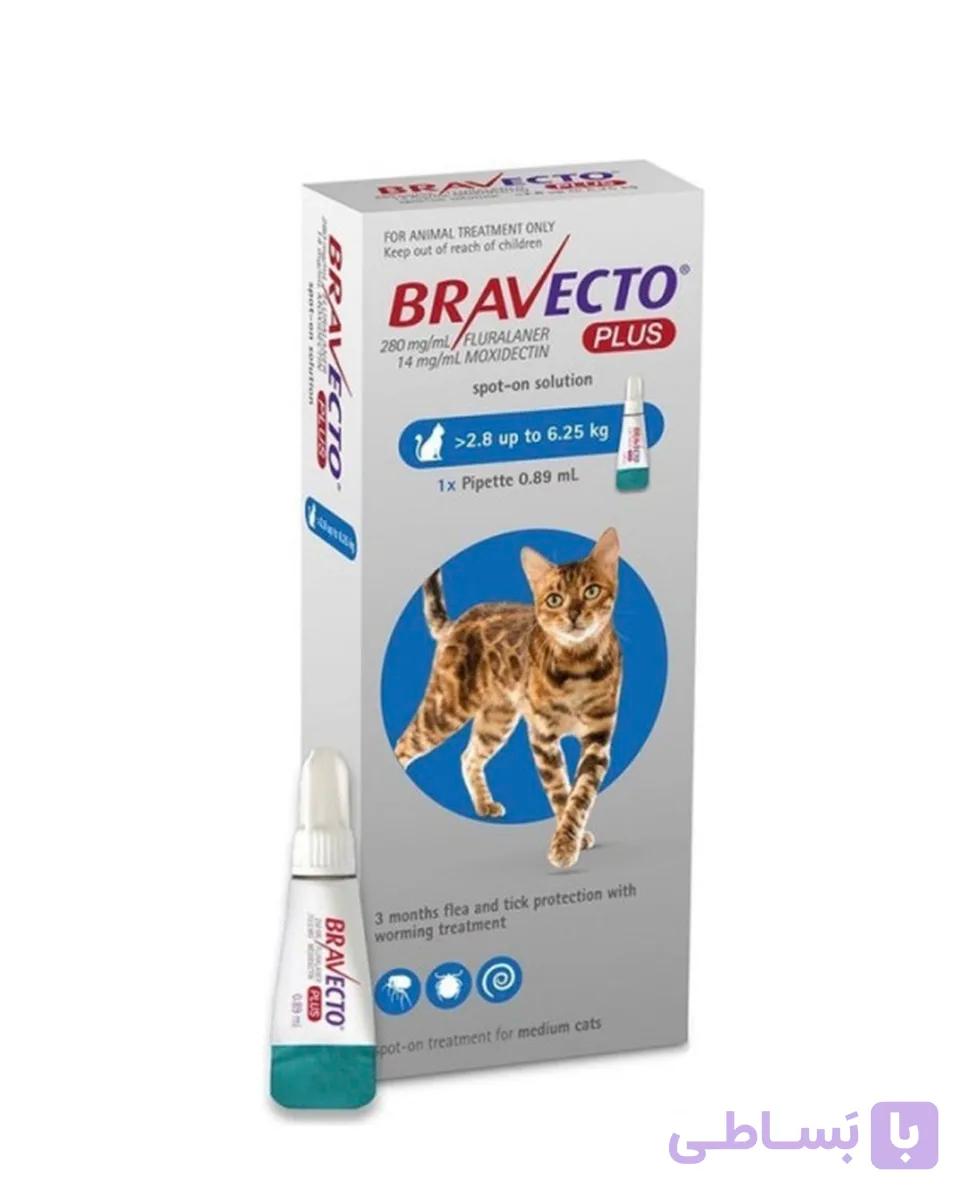قطره ضد کک، کنه و انگل گربه براوکتو وزن 1.2 تا 2.8 کیلوگرم Bravecto (سبز) تولید اتریش