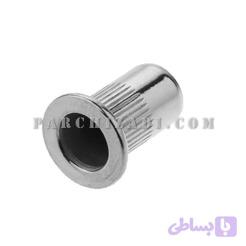 مهره پرچی استیل گرد سر فلنجی (لبه دار) ته بسته سایز M10