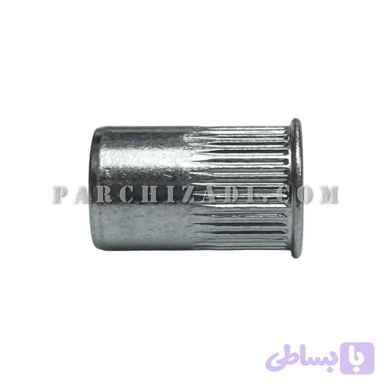 مهره پرچی استیل گرد سر خزینه (بدون لبه) ته بسته سایز M8