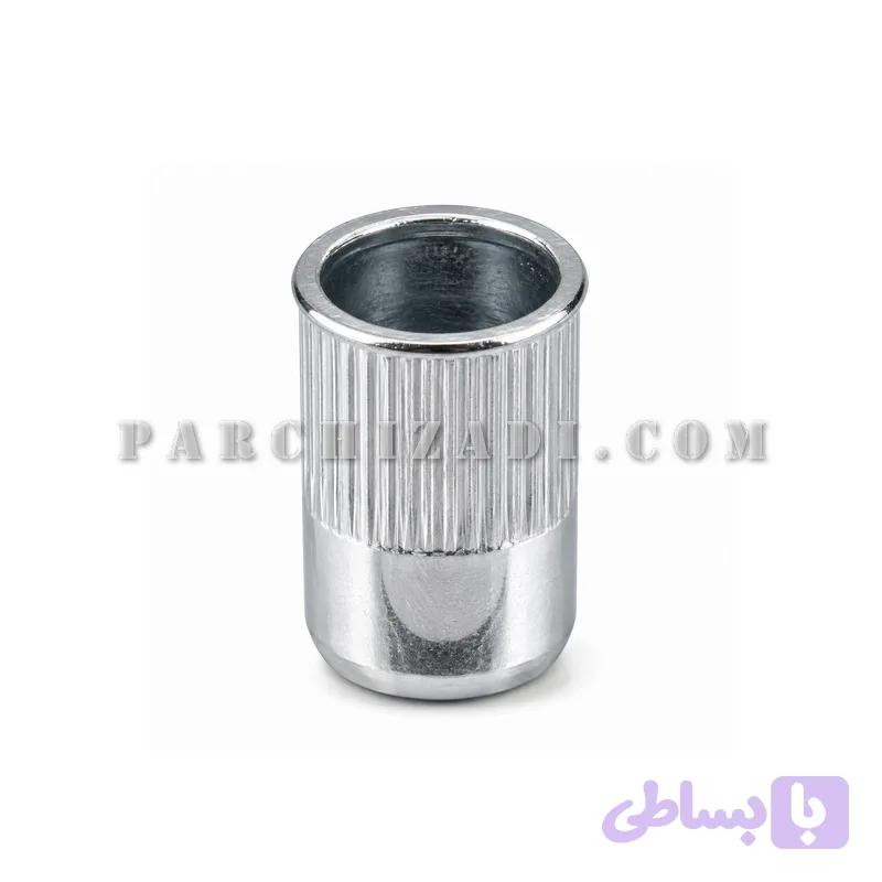 مهره پرچی استیل گرد سر خزینه (بدون لبه) ته بسته سایز M10