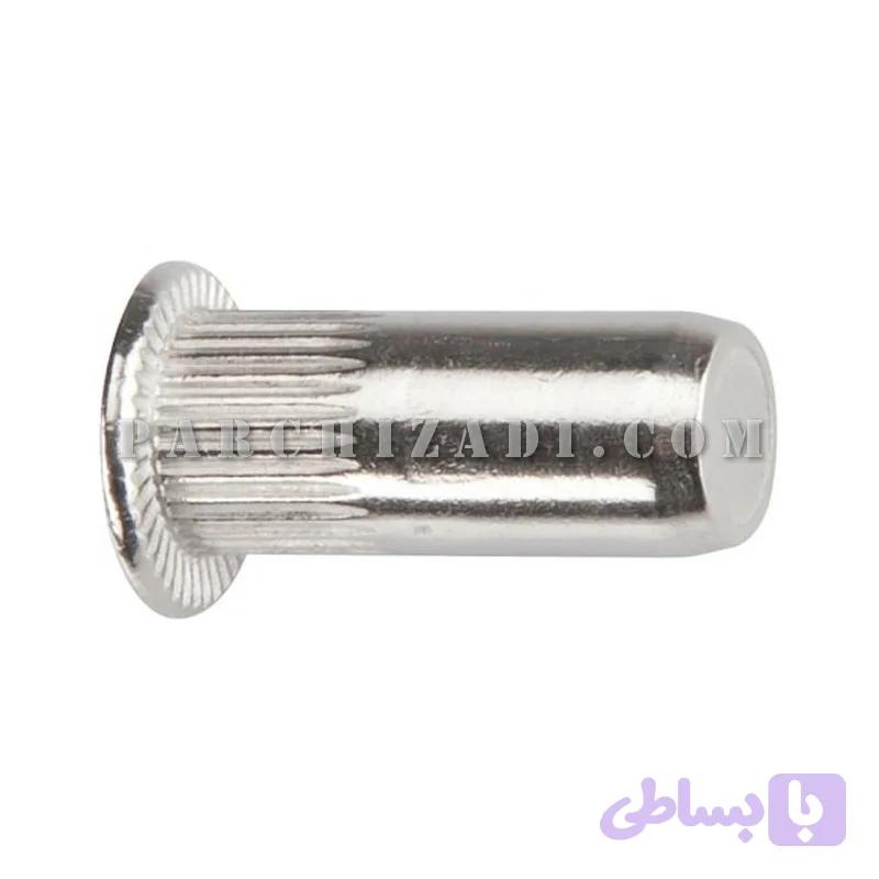 مهره پرچی استیل گرد سر فلنجی (لبه دار) ته بسته سایز M8