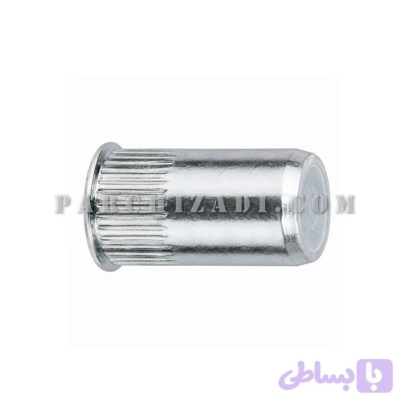 مهره پرچی استیل گرد سر خزینه (بدون لبه) ته بسته سایز M6