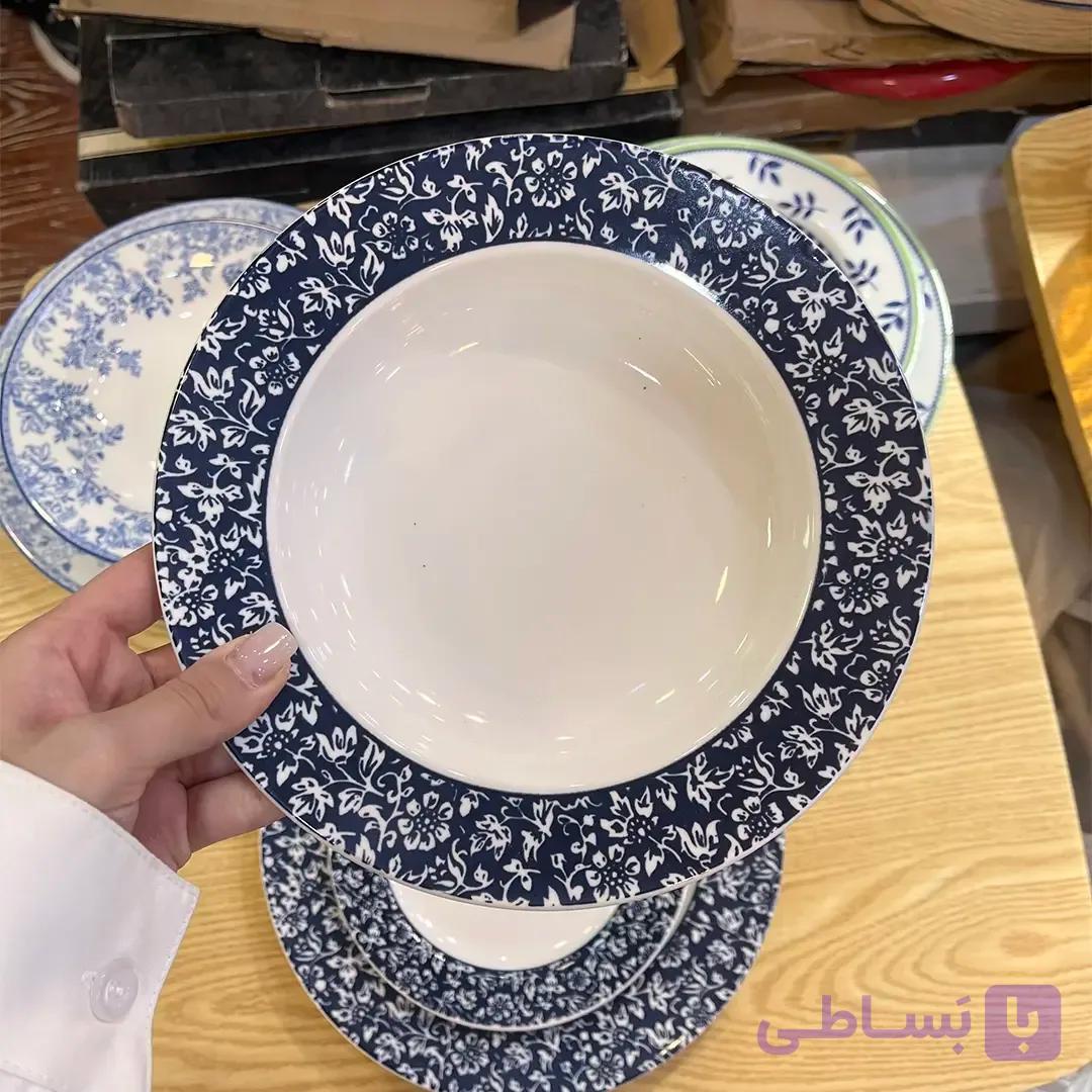سرویس غذاخوری 18 پارچه وارداتی سرمه ای — تصویر 1