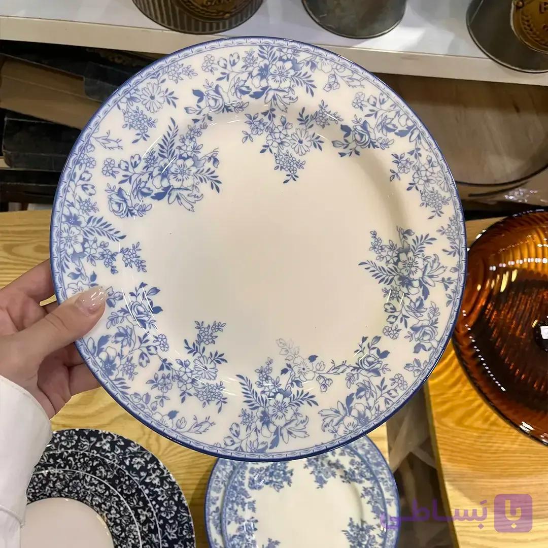 سرویس غذاخوری 18 پارچه وارداتی برگ آبی — تصویر 1