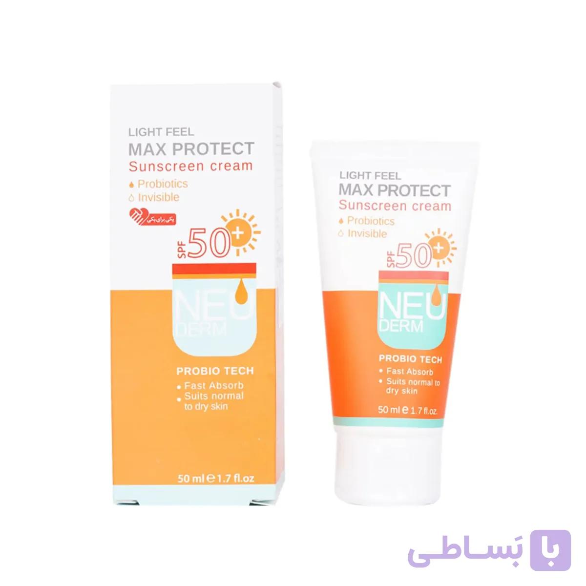 کرم ضد آفتاب مکس پروتکت SPF50 نئودرم مناسب پوست معمولی و خشک — تصویر 1