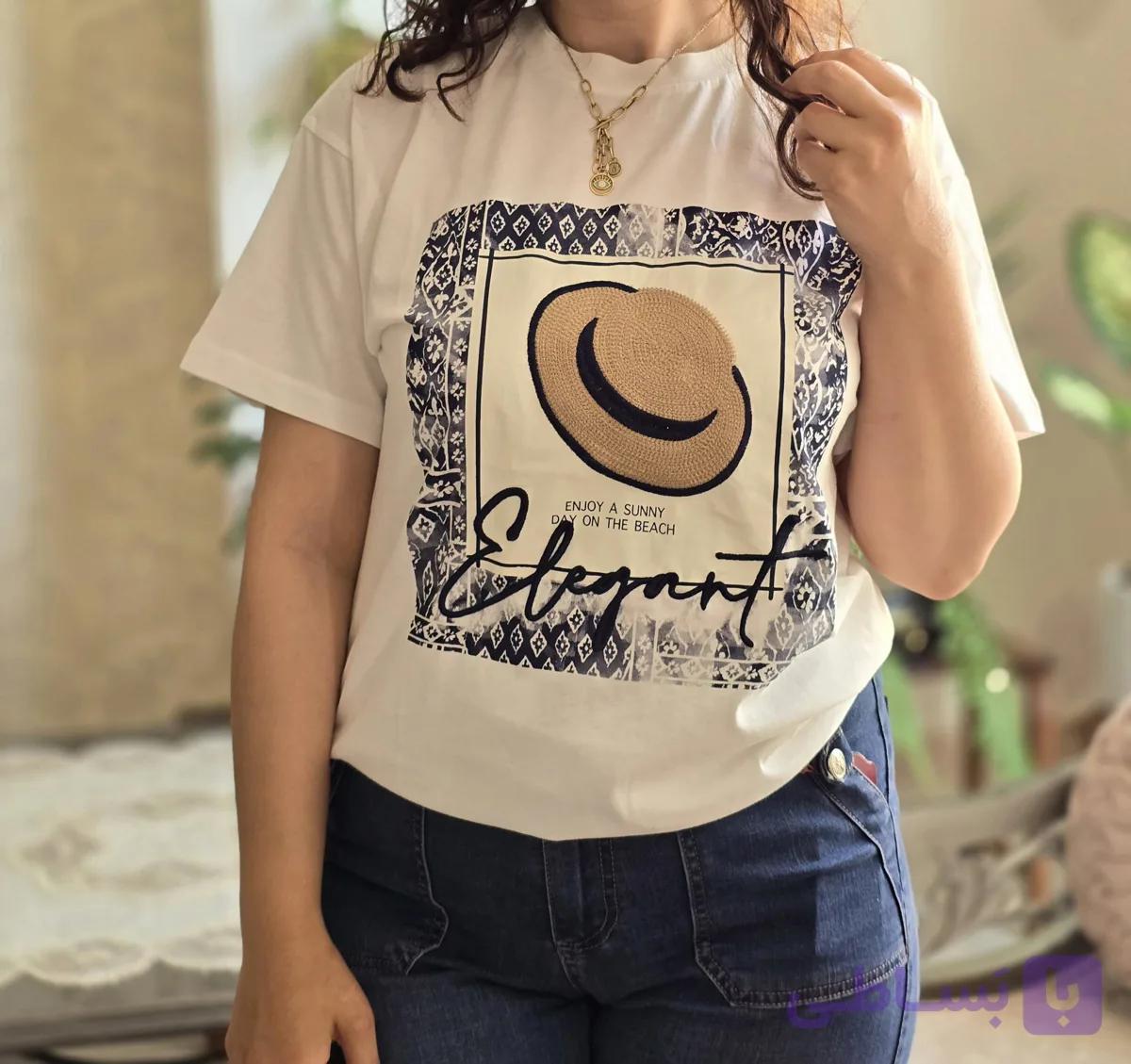 تیشرت ترک طرح کلاه حصیری — تصویر 1