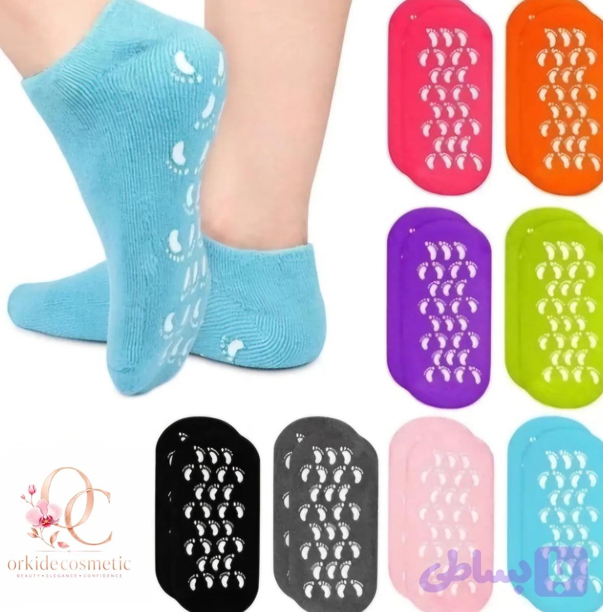 جوراب سیلیکونی نرم کننده رفع و پیشگیری ترک پا و خار پاشنه دارای کفی ترمز گیر