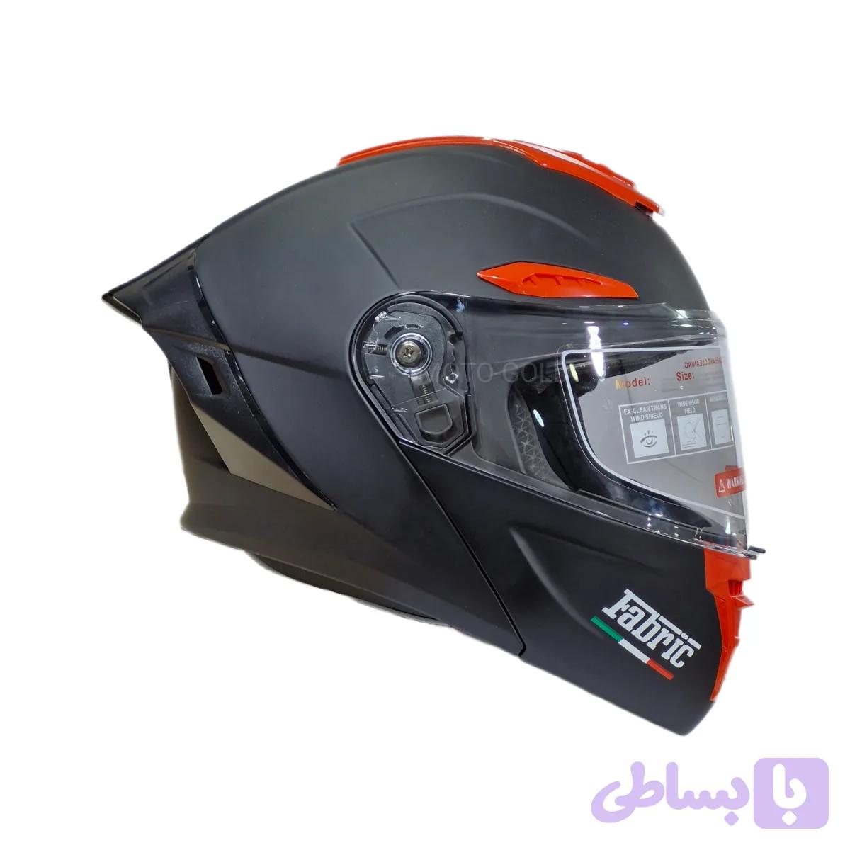کلاه کاسکت فک متحرک فابریک FABRIC - مدل F20 مشکی قرمز