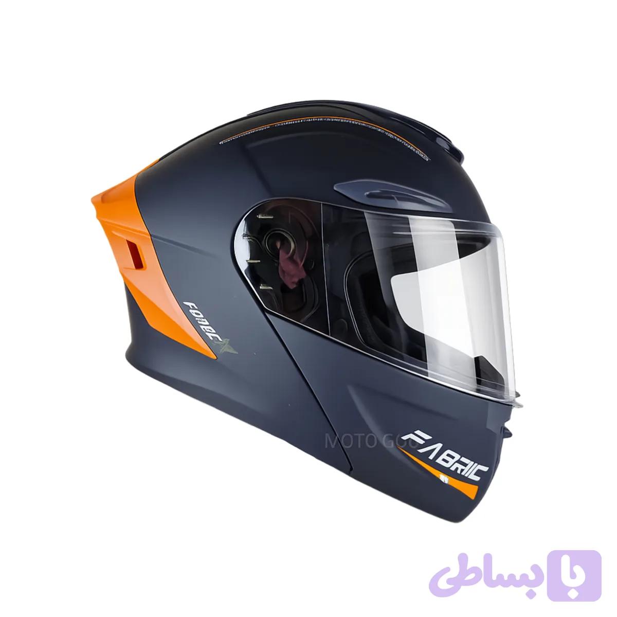 کلاه کاسکت فک متحرک فابریک FABRIC - مدل F22 مشکی نارنجی