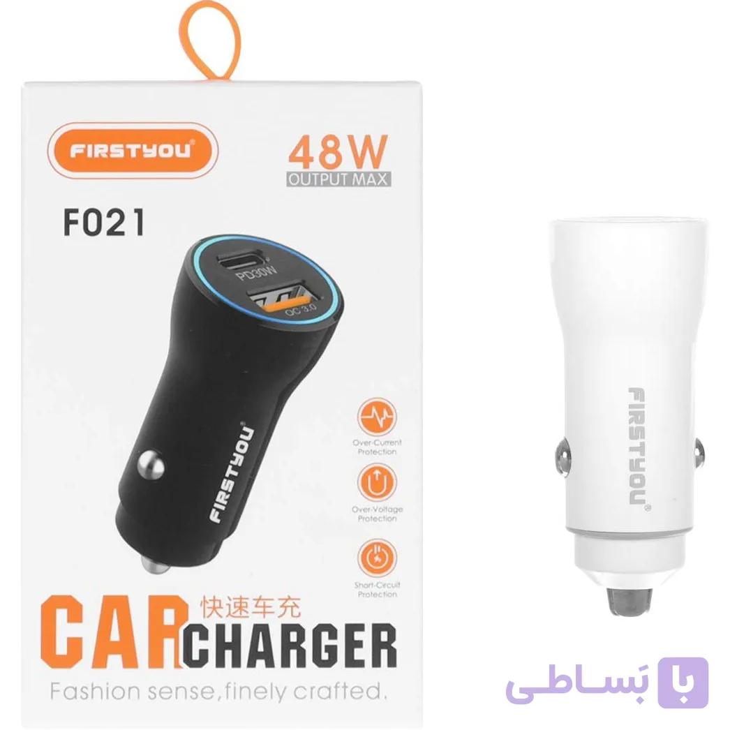 شارژر فندکی فست و PD دو پورت FIRSTYOU مدل F021 48W - سفید