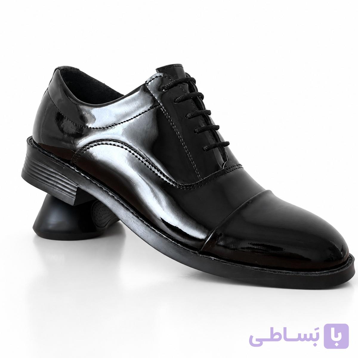 کفش مجلسی مردانه چرم صنعتی مدل بندی جنس براق ورنی