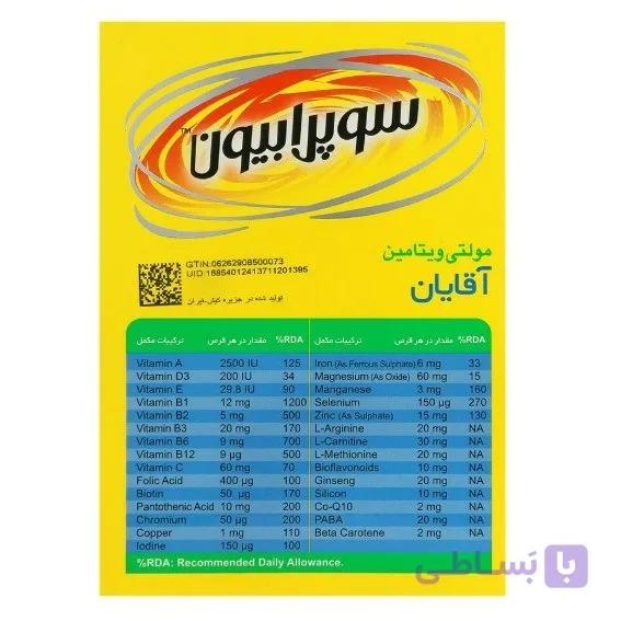 مولتی ویتامین برند سووپرابیون بسته 30 عددی